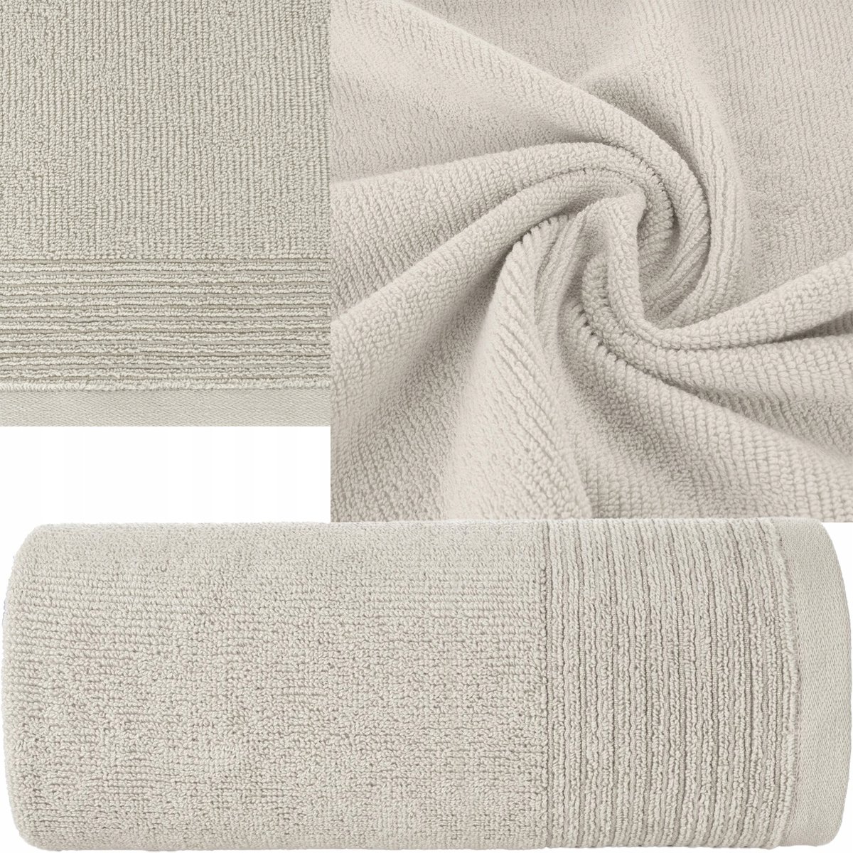 Luxe Katoenen Badhanddoek 70x140cm Beige 500 gsm met Borduursel