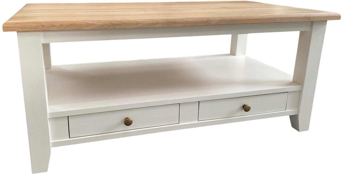 Eiken houten salontafel – 2 lades – 120×65 cm – (PS532)