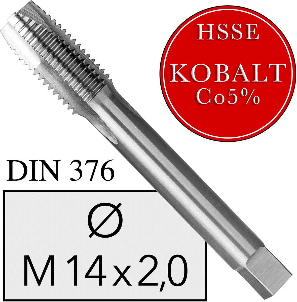 M14x2,0 Kobalt HSS Co5 Masjin Guttwiel DIN 376 Doorlopend