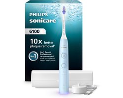 Philips Sonicare 6100 series - Elektrische Tandenborstel – Lichtblauw - Sensitive opzetborstel – Reisetui - Gevoelige tanden - HX7406/02