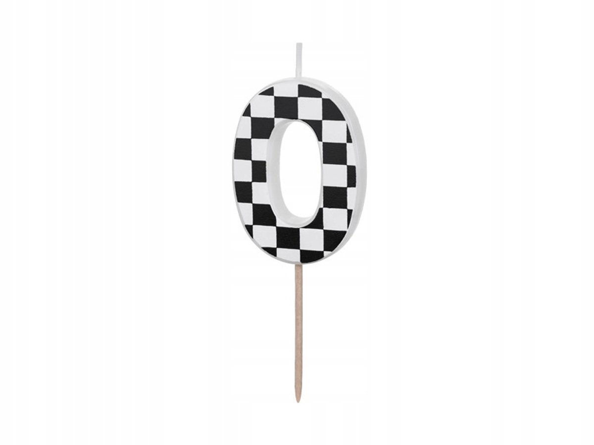 Verjaardagskaars Cijfer 0 Schaakbord 5.5 cm
