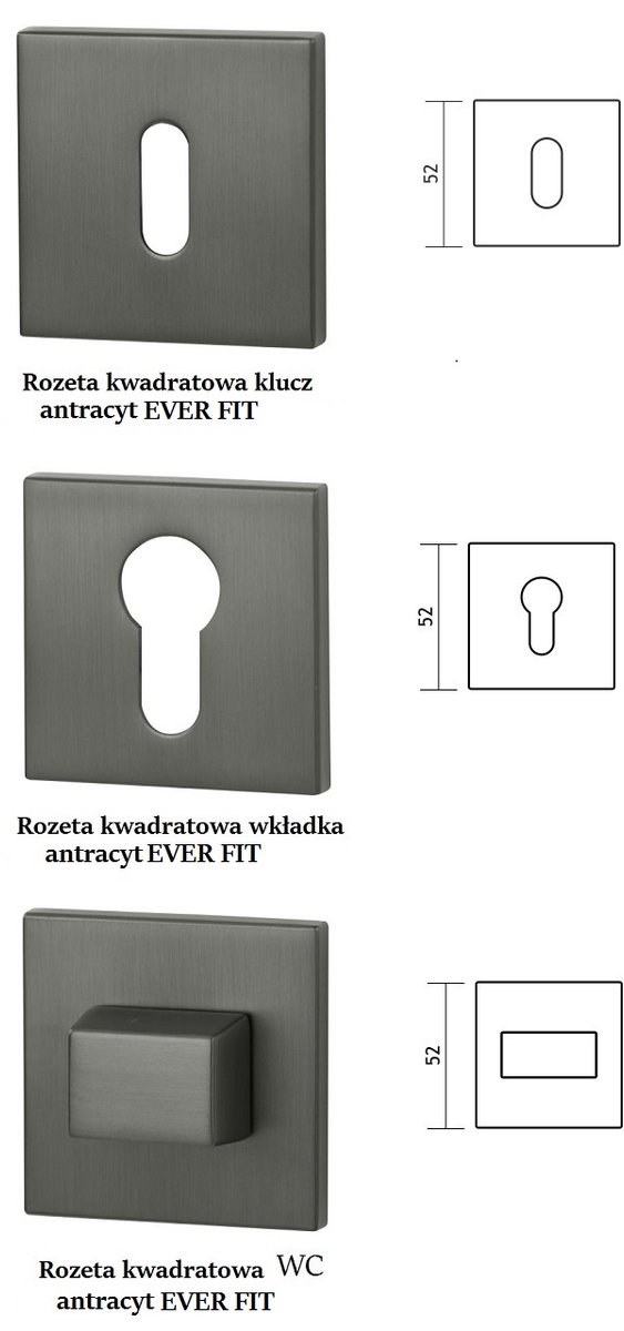 VDS R67F Antraciet Vierkant Rozet voor Cilinder - 52x52mm