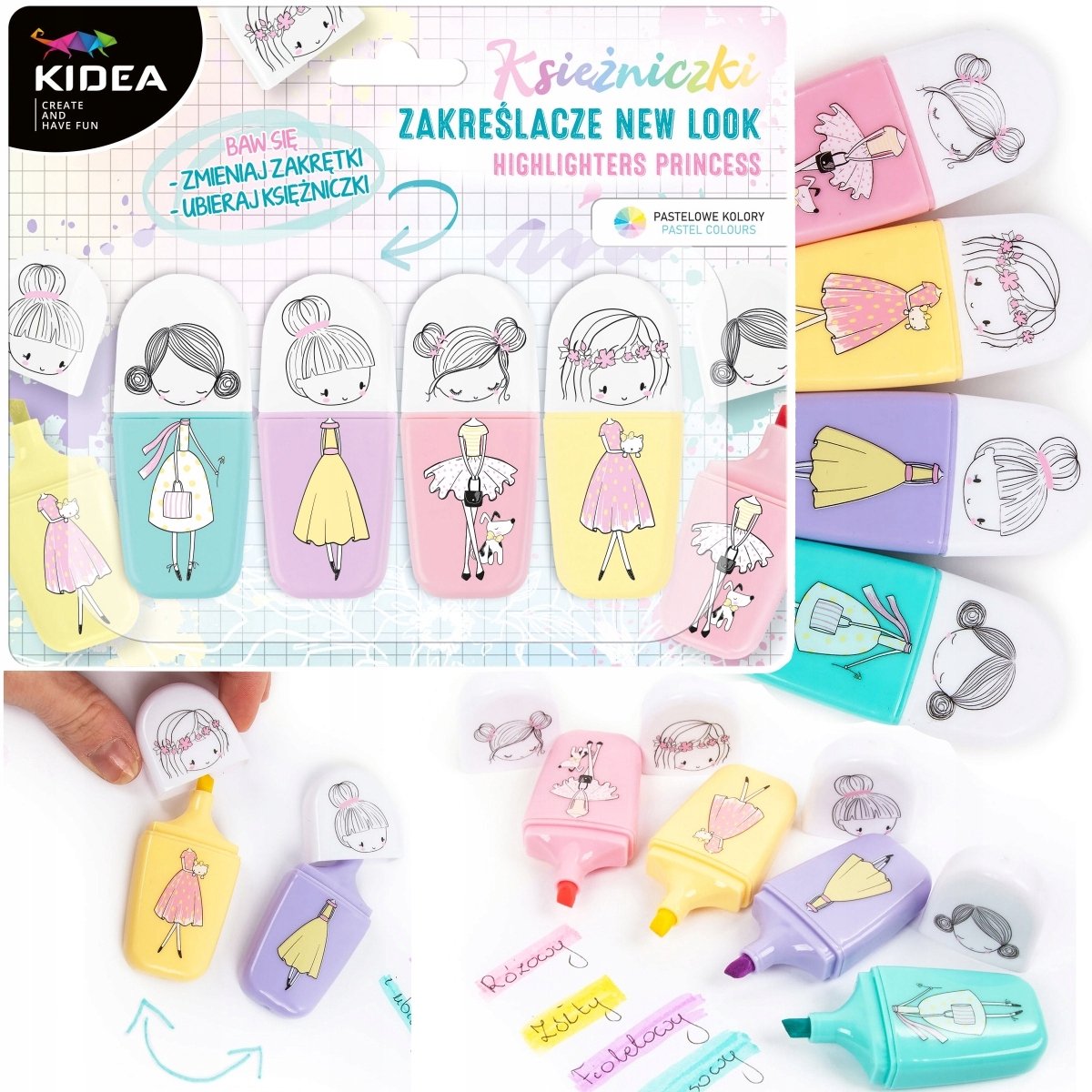 Kidea Pastel Prinsessen Markeerstiften Set - 4 Kleuren