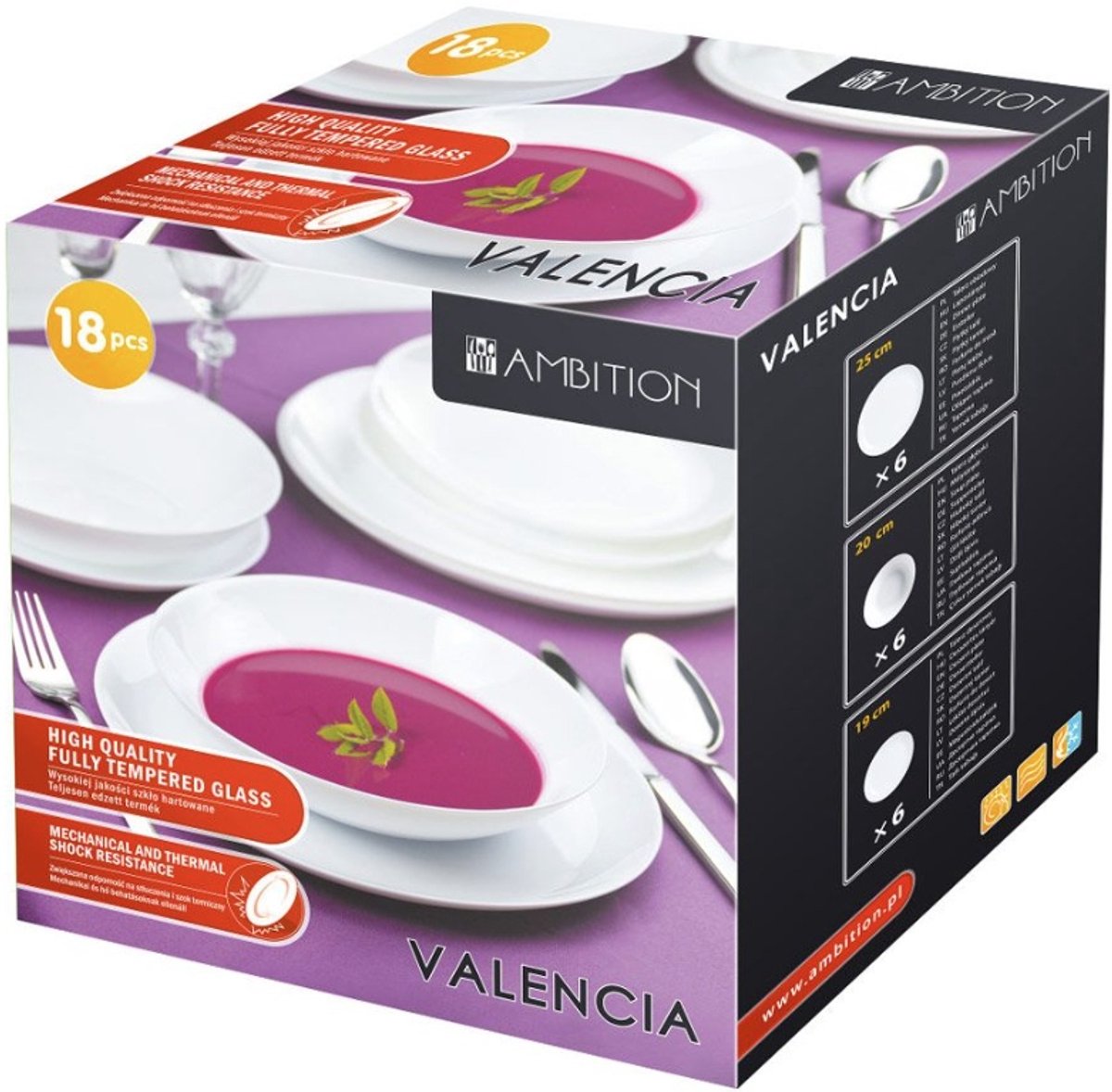 Ambitie Valencia Servies 18 sep Delig voor 6 Personen - Wit