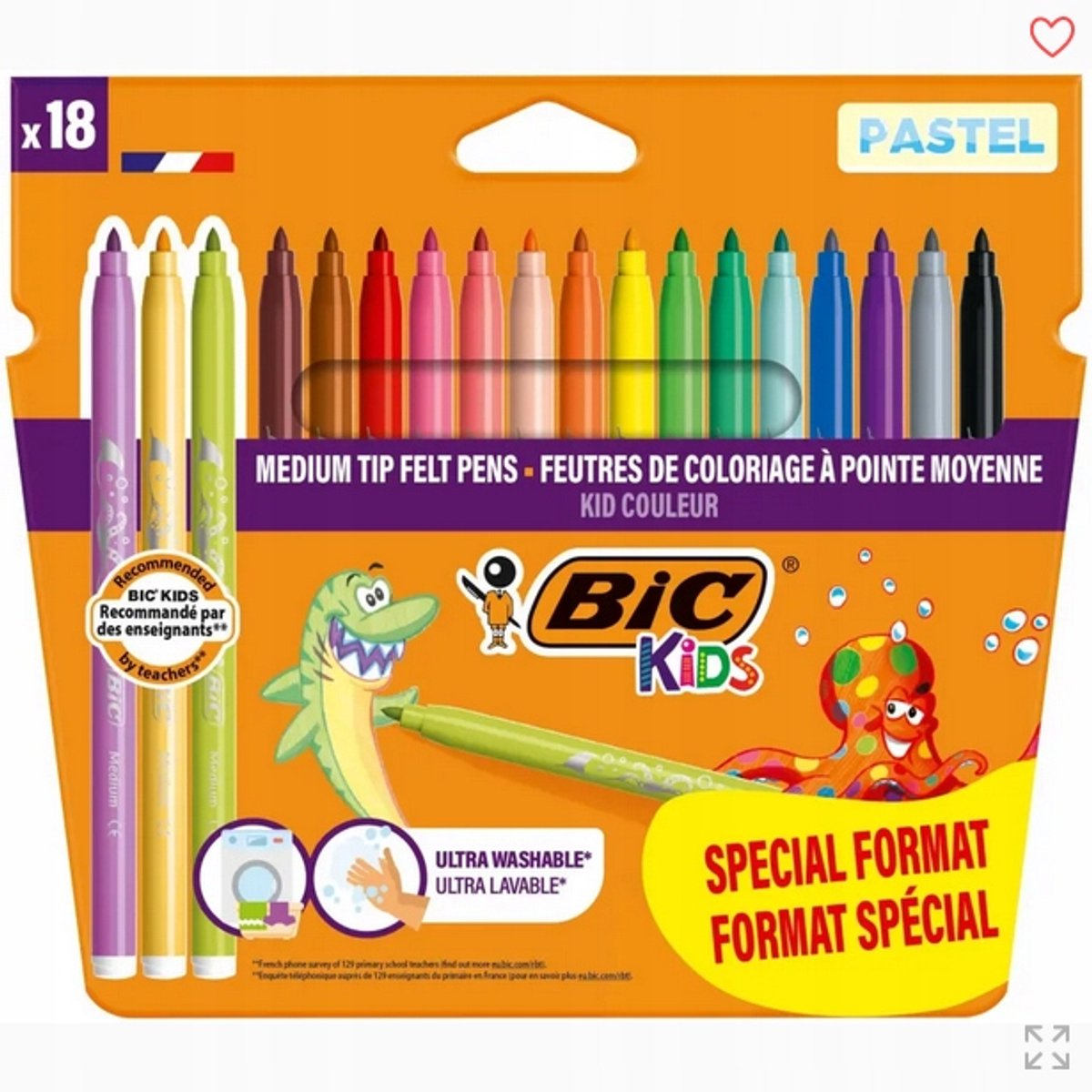 BIC Kids Kleurpotloden Pastel - 18 Stuks, Wasbaar