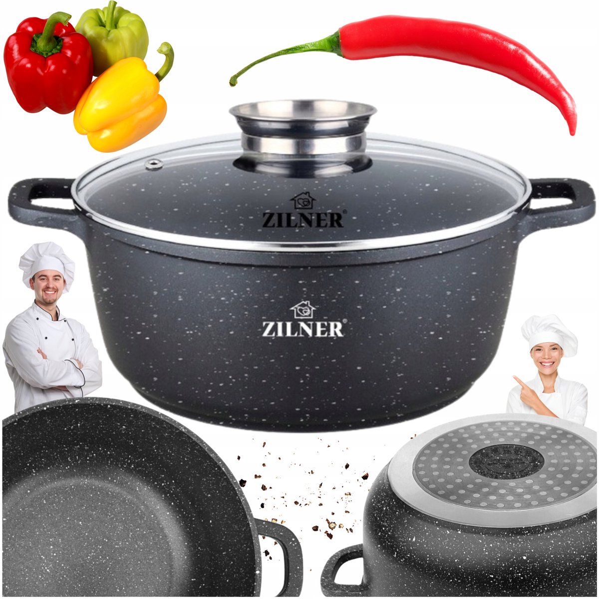 Marmere Braadpan Non-Stick 26cm 5.5L met Aroma Knob