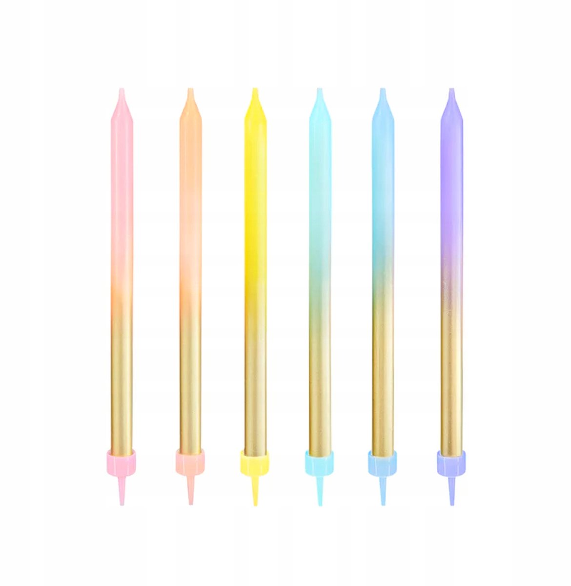 Gouden Regenboog Verjaardagstaartkaarsen, 6 stuks, 12 cm