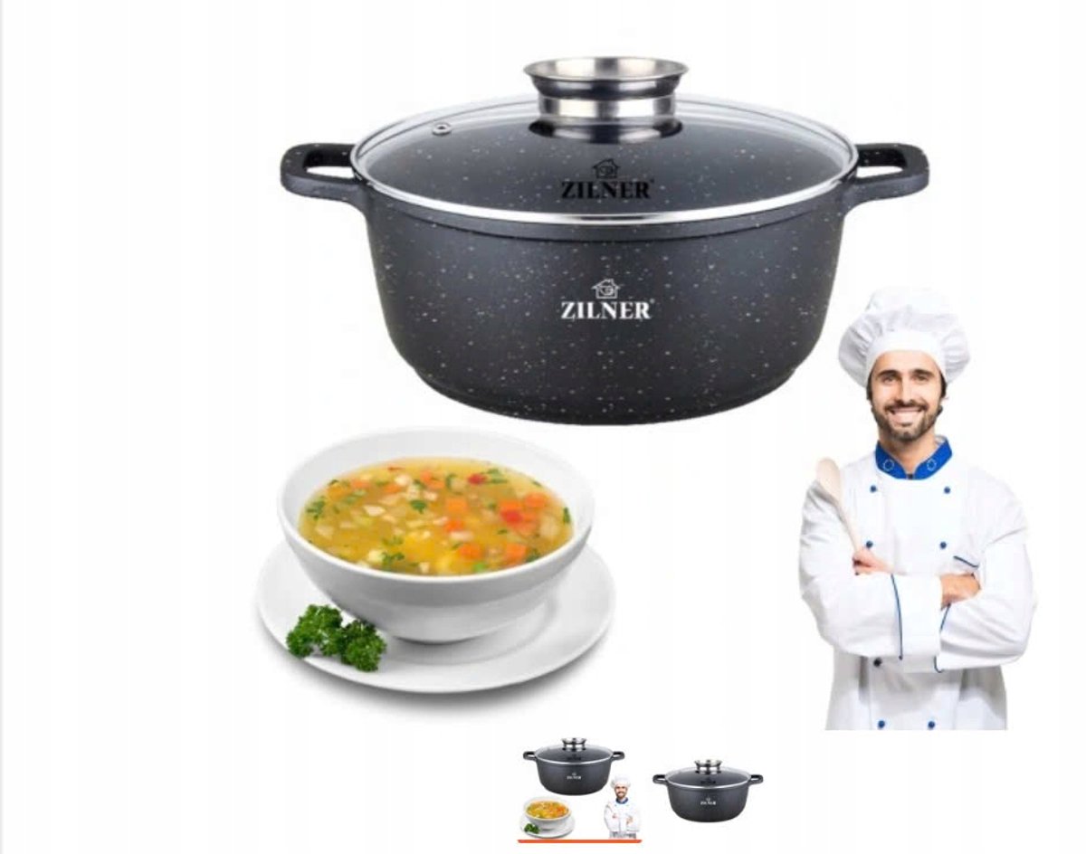 Zilner Marmitekker Pan met Glazen Deksel - 1.7L, 18cm, Inductie