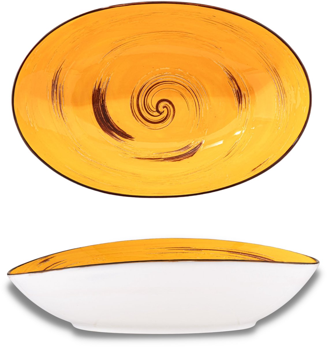 Wilmax Color Boom Ovale Porseleinen Slakom Geel 25 cm