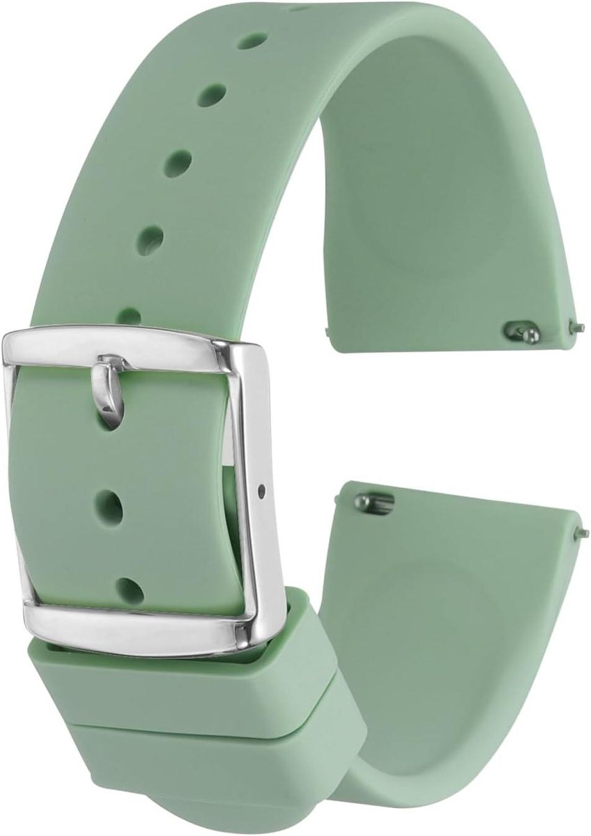 22mm Snelwissel Siliconen Horlogebandje met Roestvrijstalen Sluiting - Lichtgroen - Unisex