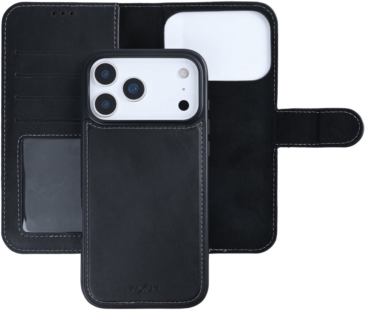 Rixus Duo Magnetic Detachable Wallet For Apple iPhone 17 Pro Max Black