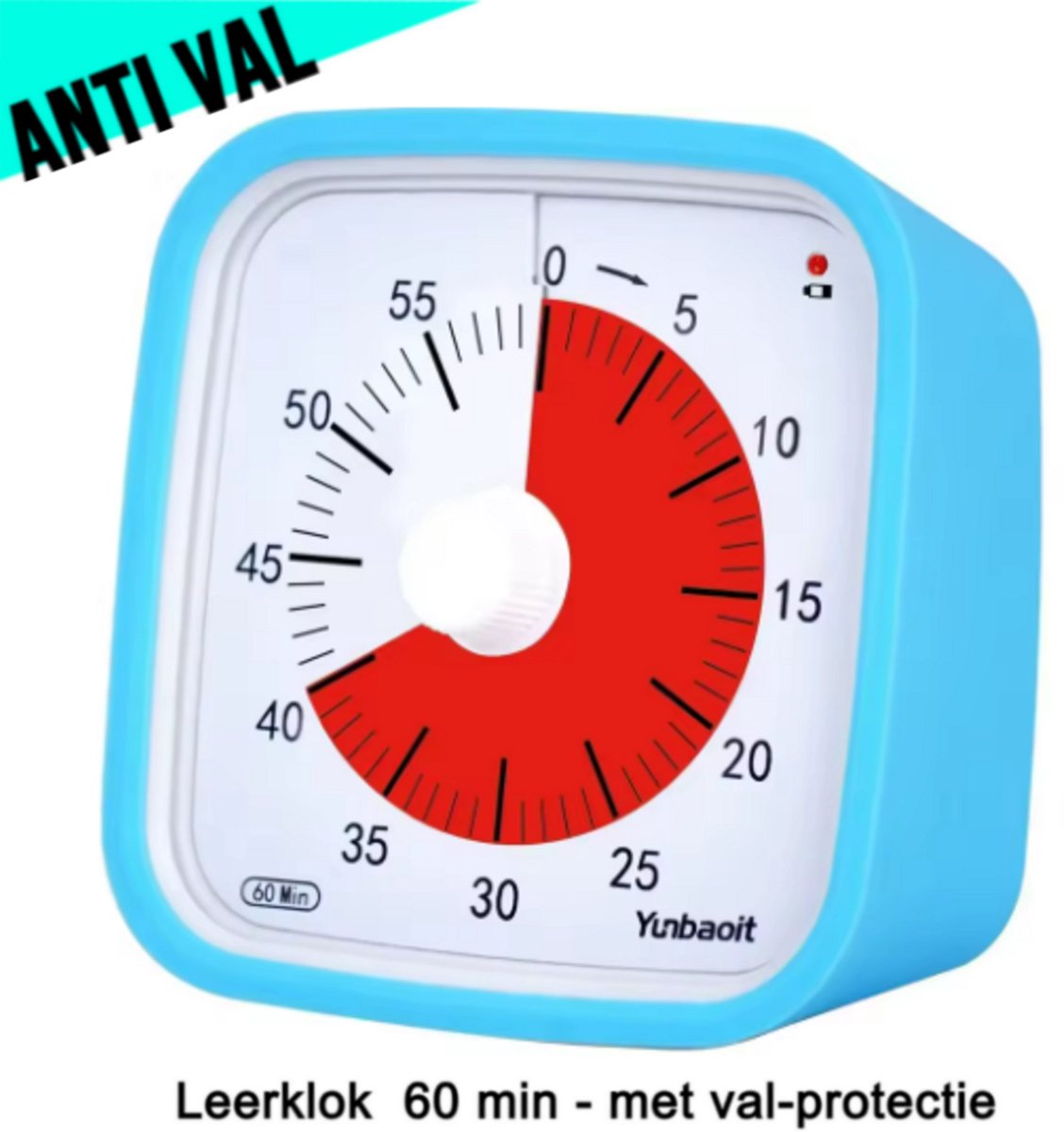 Visuele Afteltimer Countdown Timer Tijdklok 60 Minuten Tijdmanagement Tool - Leerklok Kind, School, Thuis, Keuken, Kantoor- Stille Timer Met Nachtlampje - Blauw Rood ##