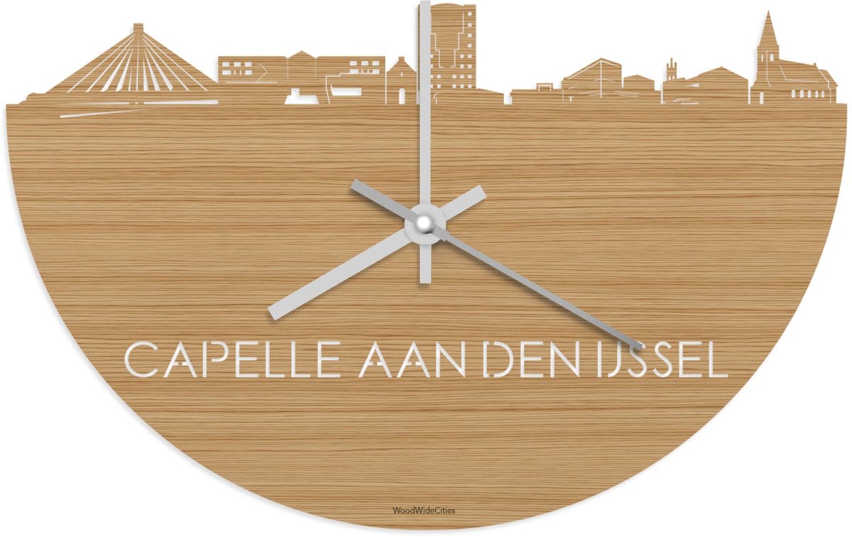 Skyline Klok Capelle aan den IJssel Bamboe hout - Ø 40 cm - Stil uurwerk - Wanddecoratie - Meer steden beschikbaar - Woonkamer idee - Woondecoratie - City Art - Steden kunst - Cadeau voor hem - Cadeau voor haar - Jubileum - Trouwerij - Housewarming -