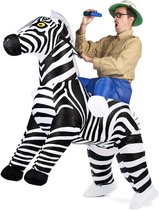 Costume gonflable KIMU® Riding Zebra - Costume Opblaasbaar - Mascotte Costume gonflable - Zebra gonflable Safari Afrique Cheval Femmes Hommes Halloween