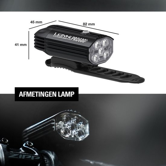 Lezyne Fusion Drive Pro 600+ Satin Voorlamp - Fietsverlichting - Voorlicht fiets - Waterdicht - 600 lumen - 6 uitvoermodi's - Zwart — afbeelding 3