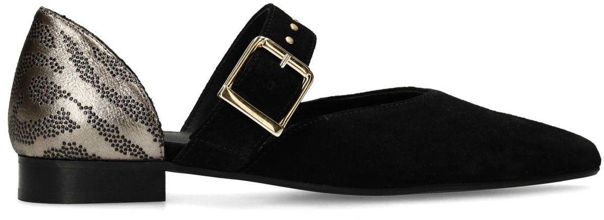 Manfield - Dames - Zwarte suède loafers - Maat 39