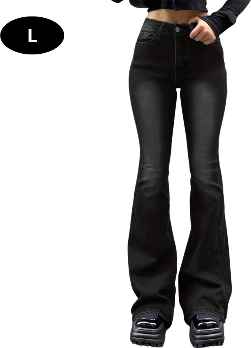 Bovista Lange Broek Dames Spijkerbroek Broeken Spijker Pants Jeans Trouser Loose Fit Straight Leg – Donkergrijs