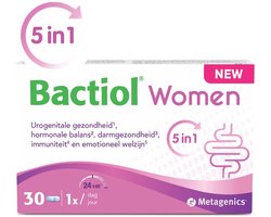 Bactiol Women Probiotica voor Vrouwen – 30 Capsules - 4 Miljard Bacteriestammen - Unieke 5-in-1 Ondersteuning Urogenitale Gezondheid, Hormonale Balans, Darmgezondheid, Immuniteit & Emotioneel Welzijn - Blijft 24u in de Darmen - Vitamine B2, B6 & D