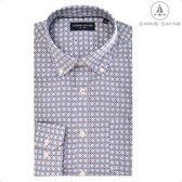 Chris Cayne overhemd lange mouw - XL - blauw multi color - borstzak