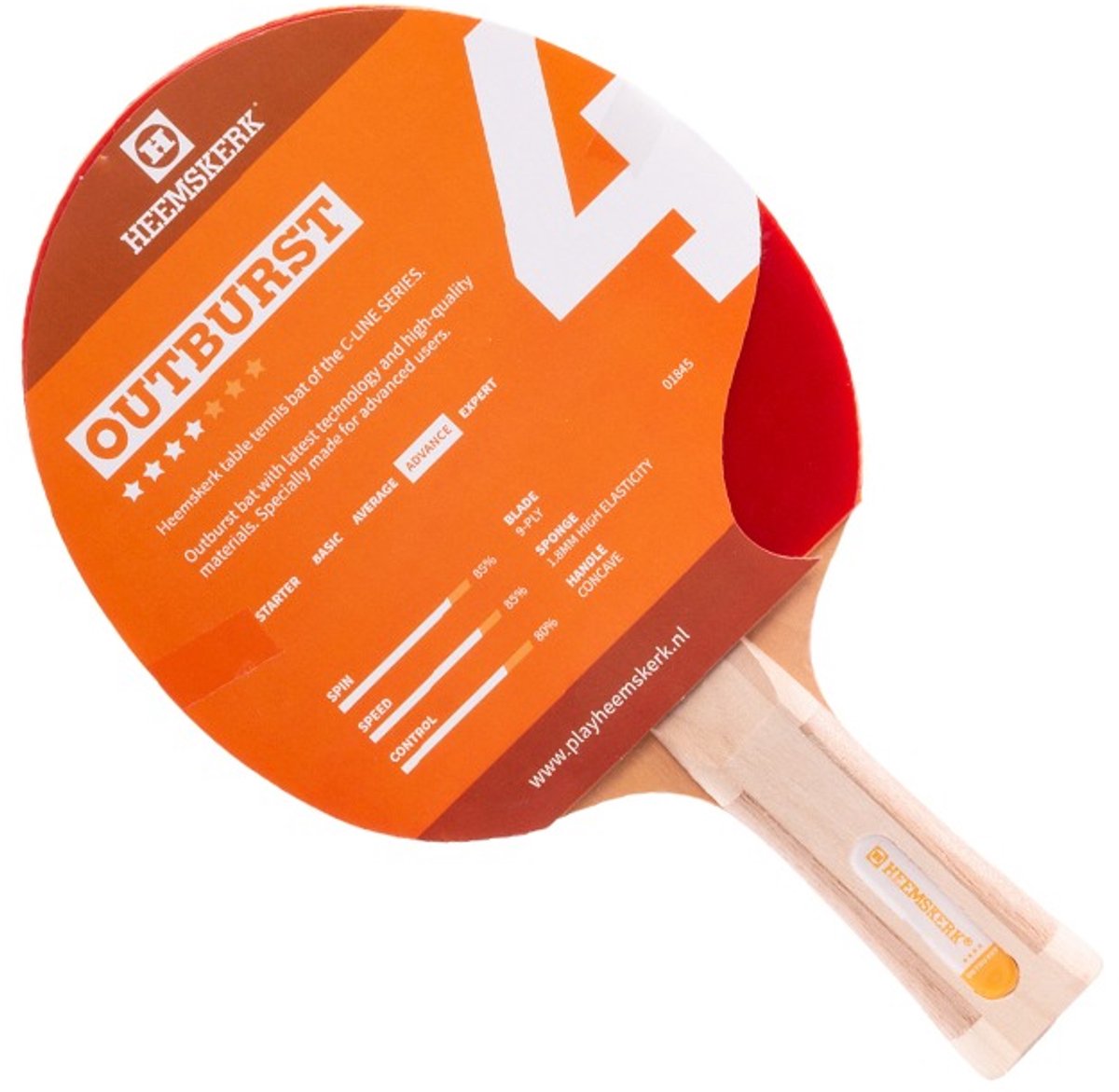 Tafeltennisbatje voor gevorderde spelers - Heemskerk Outburst - 4 ster