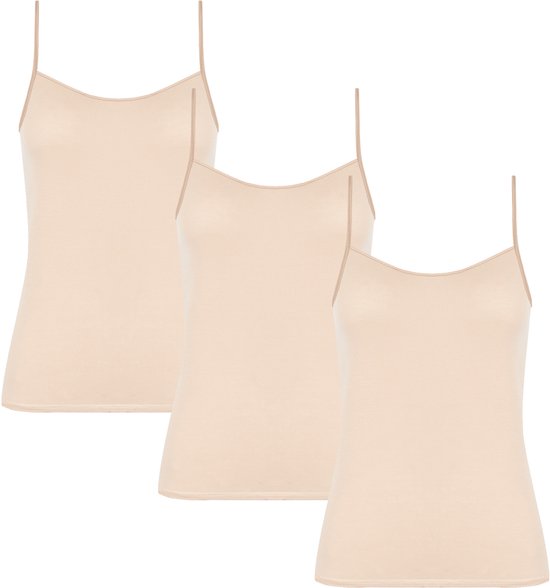 Lot de 3 débardeurs en Bamboe - Débardeur à fines bretelles réglables - Beige - Taille L/XL