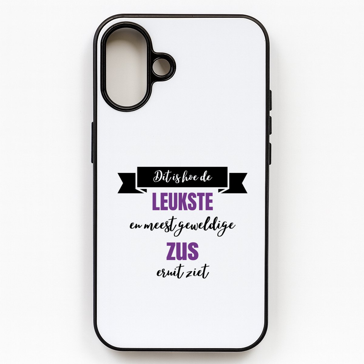 Hacebo® - Leukste zus eruit ziet telefoonhoesje - Zus - beste zus - telefoonhoesjes - verjaardagscadeau - cadeau voor zus - gift - kado - hoesje geschikt voor iPhone 16