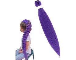 1 stuk paarse gevlochten haar pre-stretched - pre-stretched vlecht - paardenstaart extensies - DIY - paarse haarverlenging - gemiddeld tot lang haar - geschikt voor podium, feest, kostuumrollenspel - 66 cm - paars