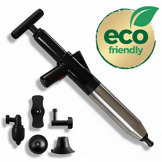 Goldcave Ontstopper - WC Ontstopper - Gootsteenontstopper - Zeer Effectief - Toilet Ontstopper - Afvoer Ontstopper - Rioolontstopper - Ontstoppingsveer - Rioolveer - Plopper - Drain Cleaner - Luchtdruk 0-8 Bar - RVS - Ecologisch