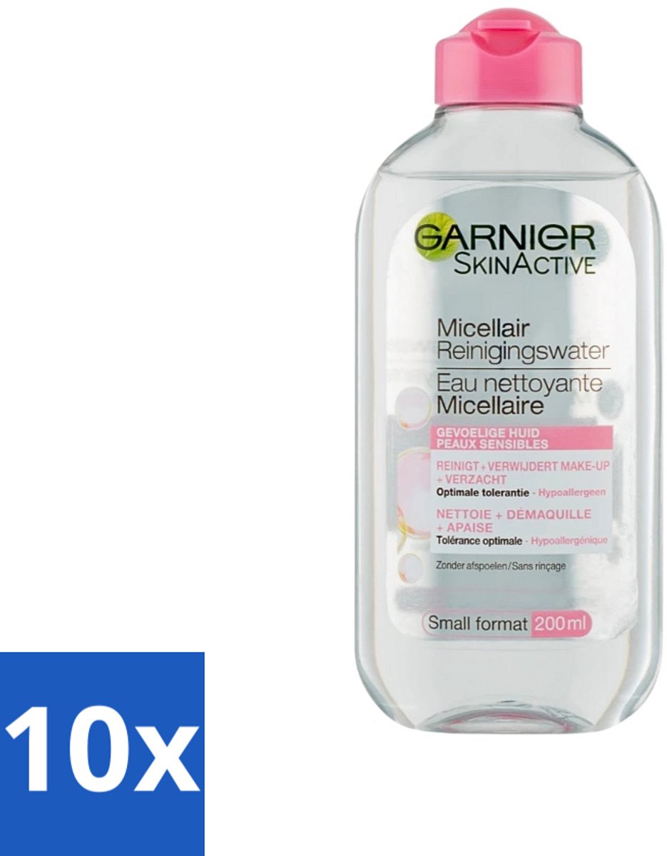 10 x Garnier - SkinActive - Micellair Water - Gevoelige Huid - Gezichtsreiniger - 200 ml - Gevoelige Huid - Gezichtsreiniger - Micellair Water - Make-up Verwijderen - Huid Reinigen