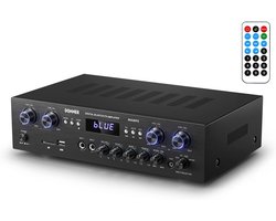 4-kanaals Bluetooth audio-versterker met 440 W en meerdere ingangen voor thuis en studio