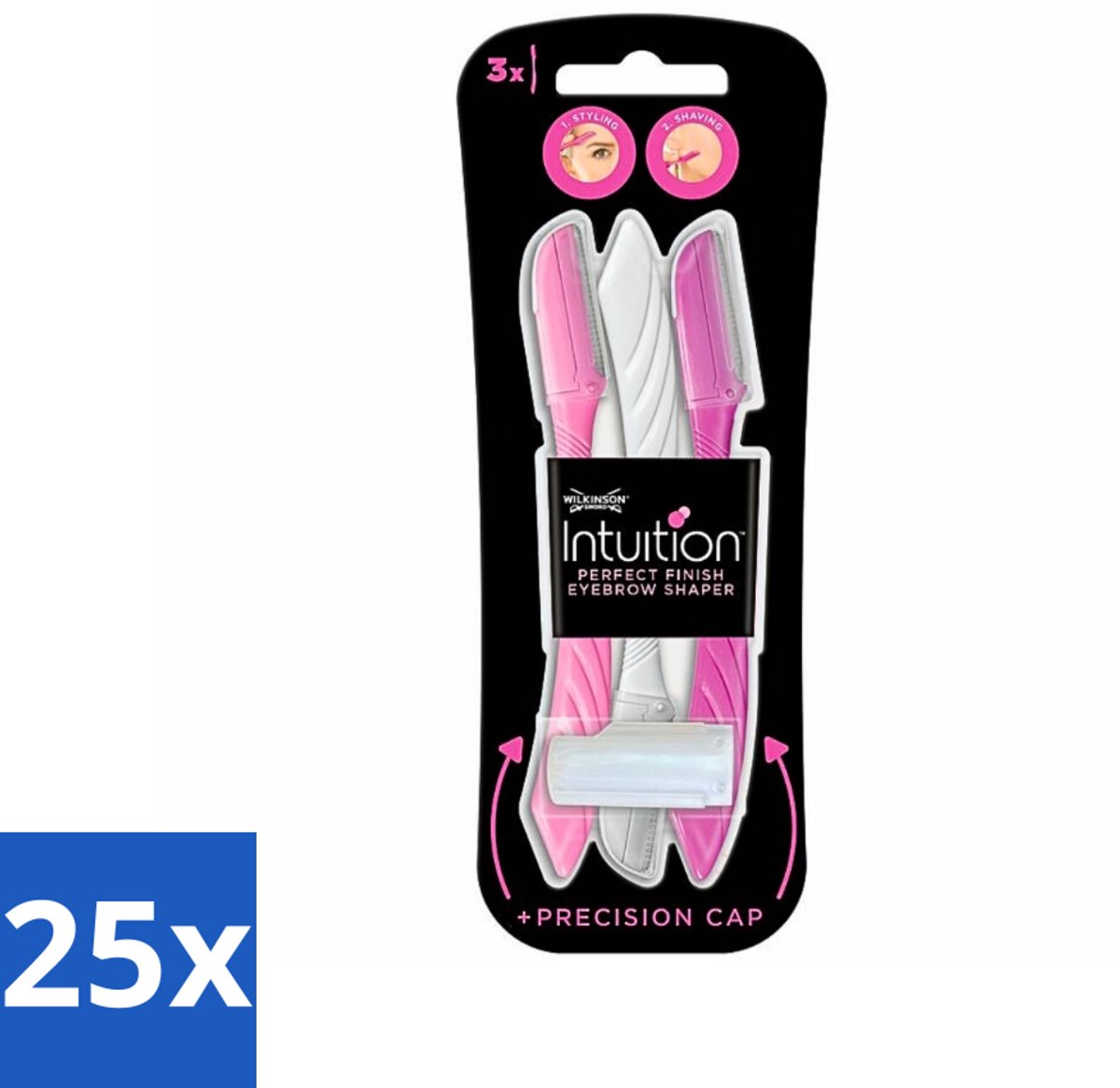 25 x Wilkinson Intuition - Navulmesjes - Wenkbrauw Shaper - Precisie - 3 mesjes - Voordeelverpakking - 25 stuks