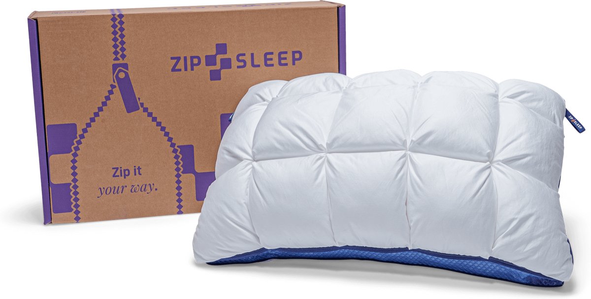Zipsleep Hoofdkussen Original - verstelbaar Hoofdkussen - Stevigheid Aanpasbaar Met Rits - 50x70 cm - vulling van Memoryfoam
