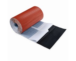 Loodvervanger Zelfklevend baksteen ROOD 8004 30cm x 5m Zelfklevende aansluitstrip | Aluminium & butyl van topkwaliteit | 3D-vorm voor schoorsteendaken