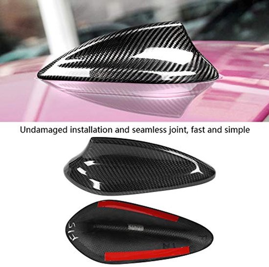 Car Shark Fin Antenna Cover, Car Carbon Fiber Shark Fin Antenna Cover FM AM Radio Aerial Shark Fin Cover Black With Adhesive Tape For B-M-W F20 F21 F48 F49 F45 F46 Antennes — afbeelding 5