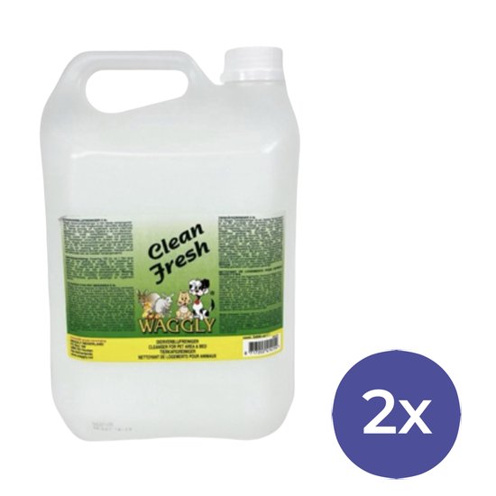 Combideal Waggly - Clean Fresh 2x 5 LTR - Kennelreiniger - Urinegeur Verwijderaar- 2 Stuks - Voordeelverpakking