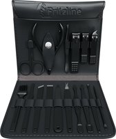 Set de manucure professionnel Fritzline© 16 pièces | Ensemble d'ongles avec Limes à ongles et Pince à ongles | pochette en cuir noir | ensemble manucure pédicure