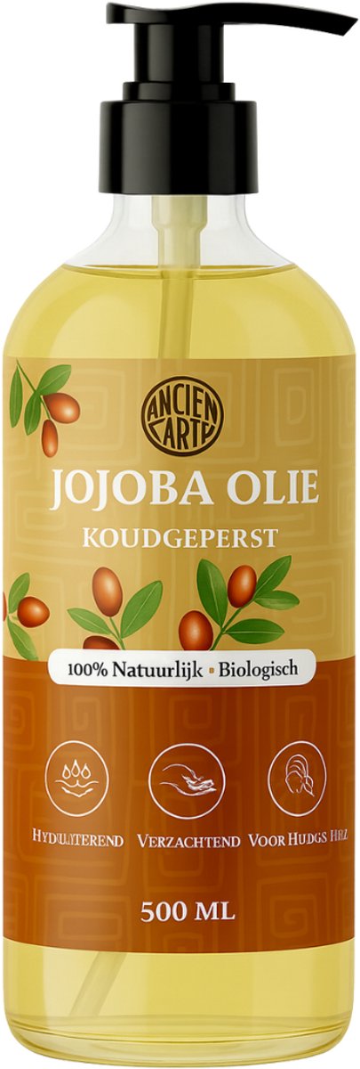 Jojoba Olie 500ml - Puur en koudgeperst - Onbewerkt - Biologisch - 100% Natuurlijk - Jojobaolie voor Huid en Haar - Huidolie - Massageolie - Haarolie