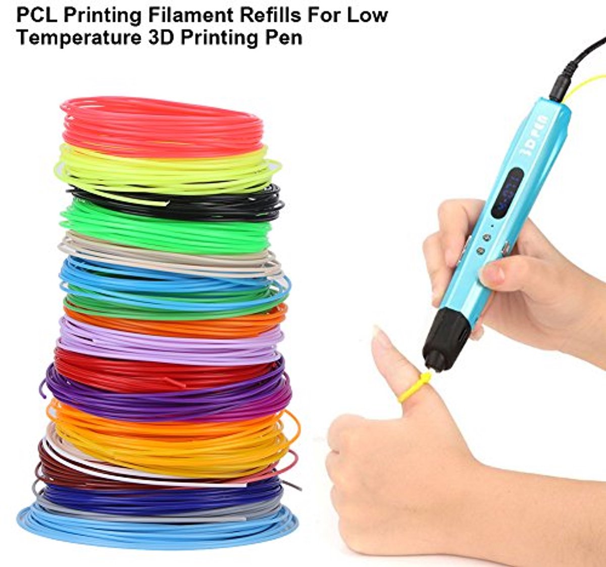 20 kleuren 1,75 mm 3D-printerfilament, veiligheid 3D-printer, PCL-filament, precisie diameter filament, elke kleur 16,4 voet