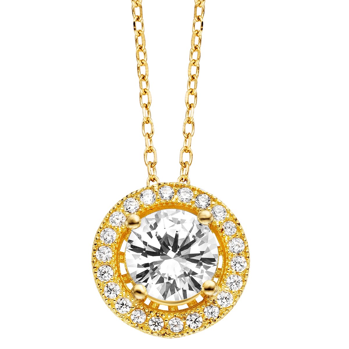 Julie Julsen Anhänger mit Kette 925 Silber vergoldet 23 Zirkonia weiß