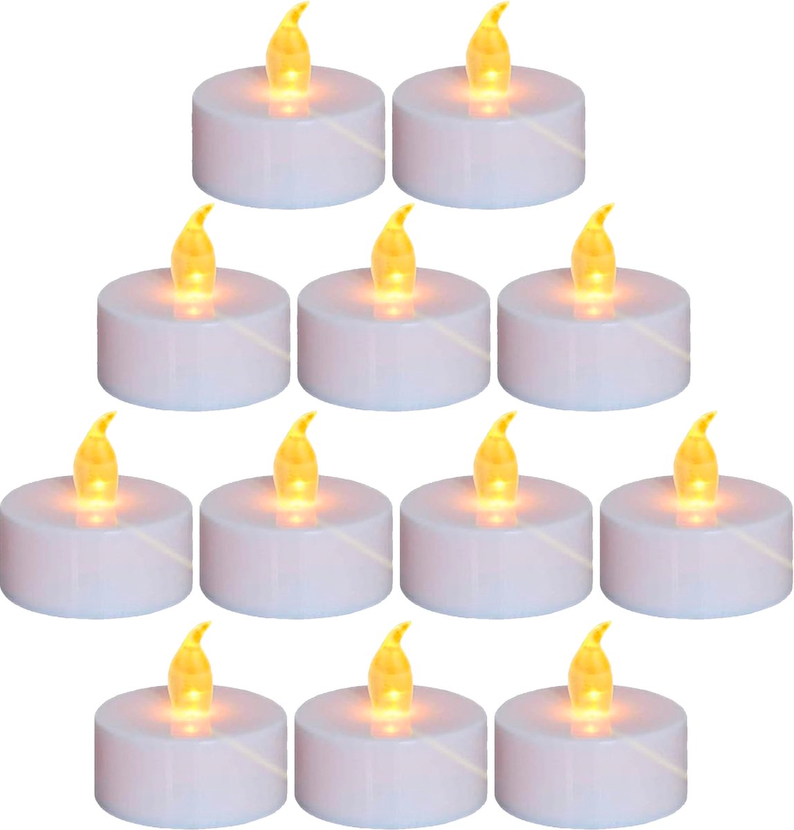 Aurae 12 Waxinelichtjes op Batterijen - 120+ branduren - Led Theelichtjes met Flikkerende Vlam - Led Kaarsen - Kerstverlichting - Kerst Kaarsen