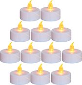 Aurae 12 Waxinelichtjes op Batterijen - 120+ branduren - Led Theelichtjes met Flikkerende Vlam - Led Kaarsen - Kerstverlichting - Kerst Kaarsen