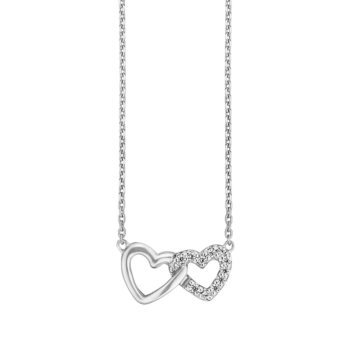 Julie Julsen Collier 925/- Sterling Silber rhodiniert 2 Herzen