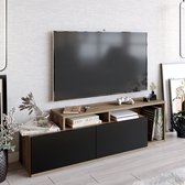 CALICOSY - TV-meubel 2 deuren walnoot en zwart decor L150 cm - Nexera