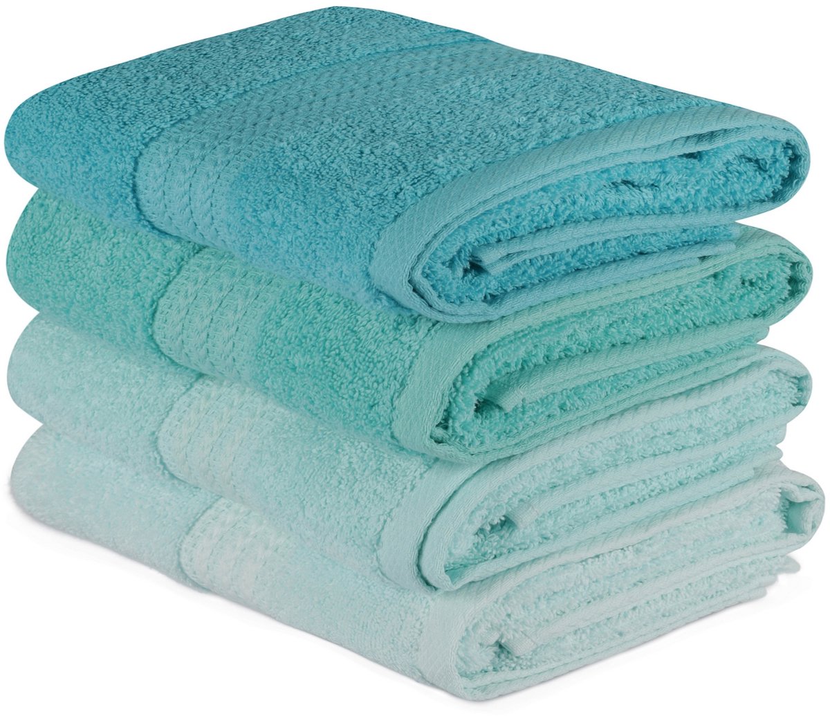 Asir handdoekset (4-delig) - 50 x 90 cm - zeegroen en lichtgroen