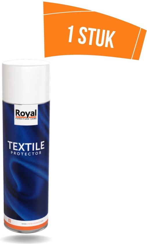 Spuitbus Royal Furniture Care Textile Protector, met oranje tekst "1 stuk" bovenaan.