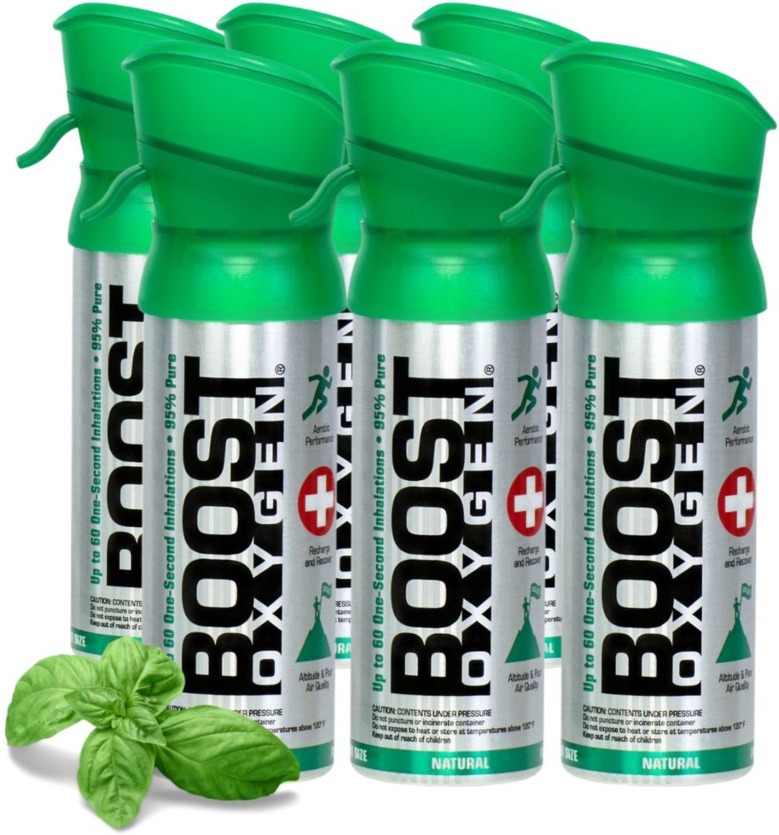 Boost Oxygen - Pocketsize 3L - Natural - 95% Pure Zuurstof - Tot wel 360 inhalaties van 1 sec - Ademhalingsondersteuning voor sport herstel, hoogte, prestaties en gezondheid - Zuurstoffles - 6x 3L (6 pak, 18L totaal)