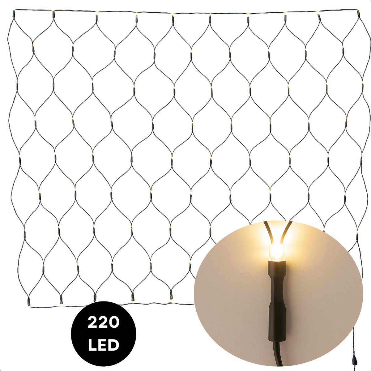 Lomera Netverlichting LED - Lichtnet - Kerstlampjes Warm Wit Licht - 160 LED Lampjes - Groen Snoer - Binnen en Buiten - Kerstverlichting Struik - IP44 Adapter - Sterrenhemel Effect - 200x100 CM - Geschikt voor Buiten