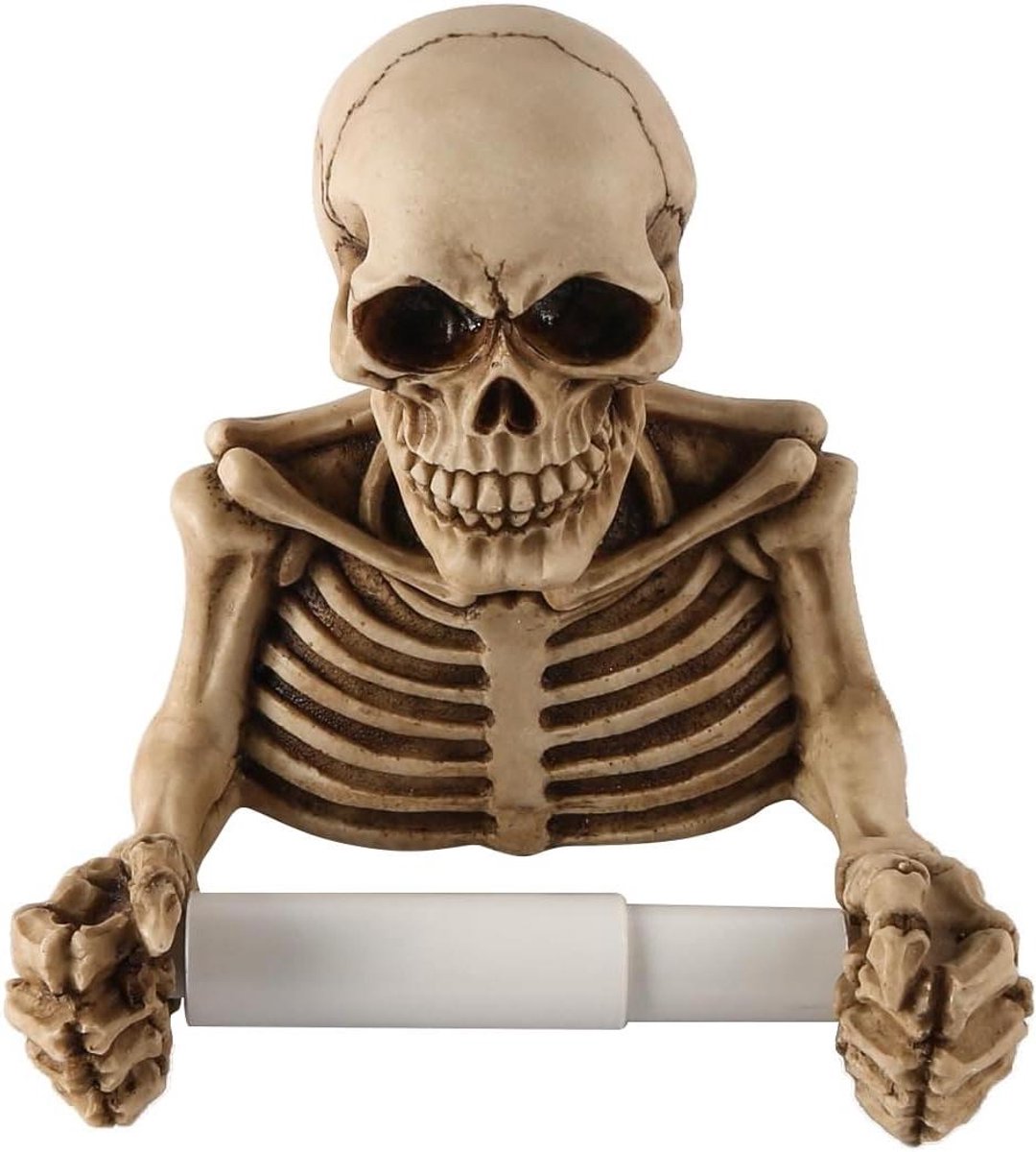 Allecto plus - Skeleton Rolhouder voor Keuken en Badkamer, Retro Schedel Wandmontage Papieren Handdoekhouder, Halloween Decoratie