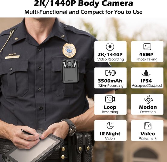 Ultra HD 1440P Body Camera met Nachtzicht en Audio | bol