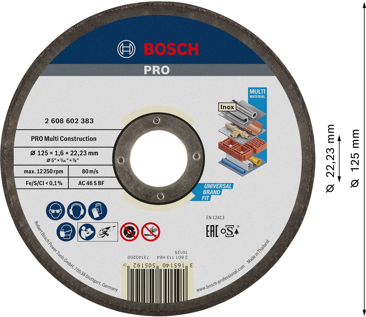 Bosch Doorslijpschijf Multi Construction 125mm thumbnail 3